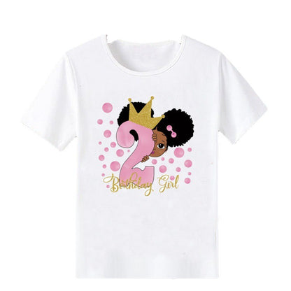 Girls Age 1-6 Comfortable Birthday Short Sleeve T-shirt