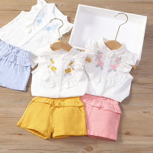 Summer Casual Sleeveless Shirt And Shorts Two-piece Set