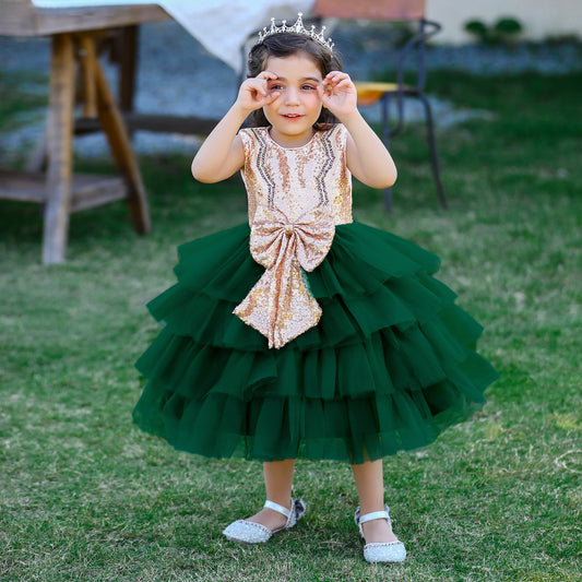 Baby Sequined Bow Children Princess Dress Gown
