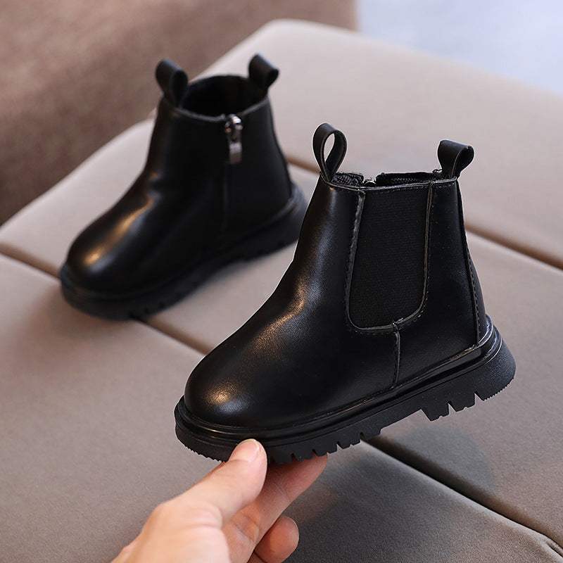 Toddler Short Boots Hard Bottom - Stylish Leather Shoes for Kids