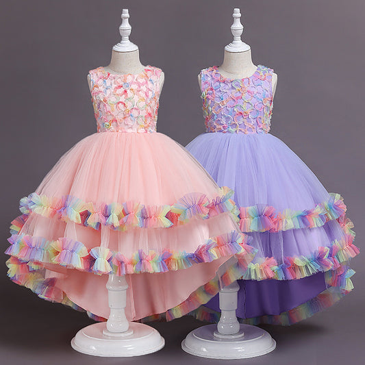 Girls Puffy Colorful Wedding Princess Pageant Dress