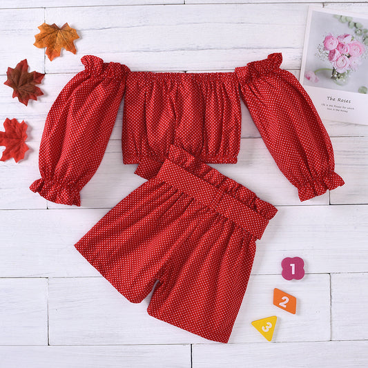 New Kids Cotton Off the shoulder with Shorts Casual Set