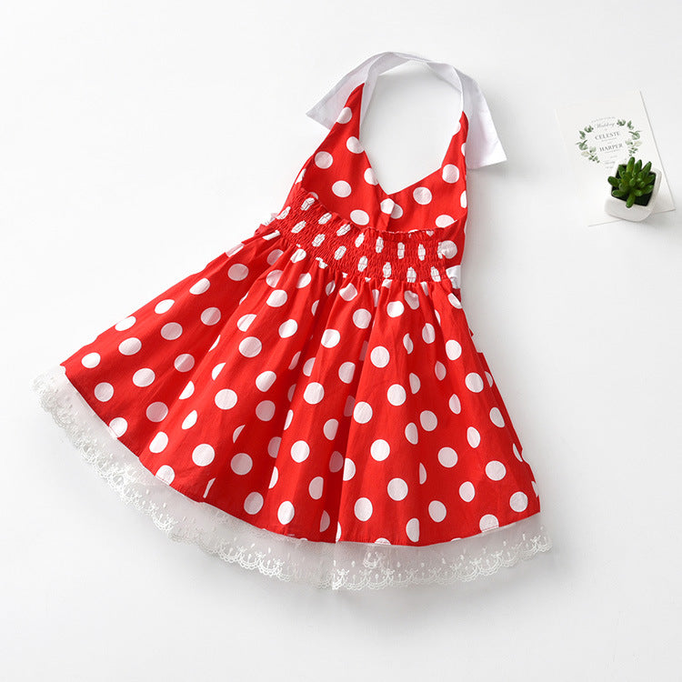 White Polka Dot Pattern Cotton Cute Princess Dress