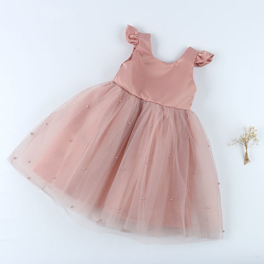 Princess Girls Pearl Bow Dress