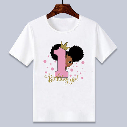 Girls Age 1-6 Comfortable Birthday Short Sleeve T-shirt