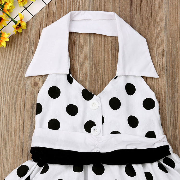 White Polka Dot Pattern Cotton Cute Princess Dress