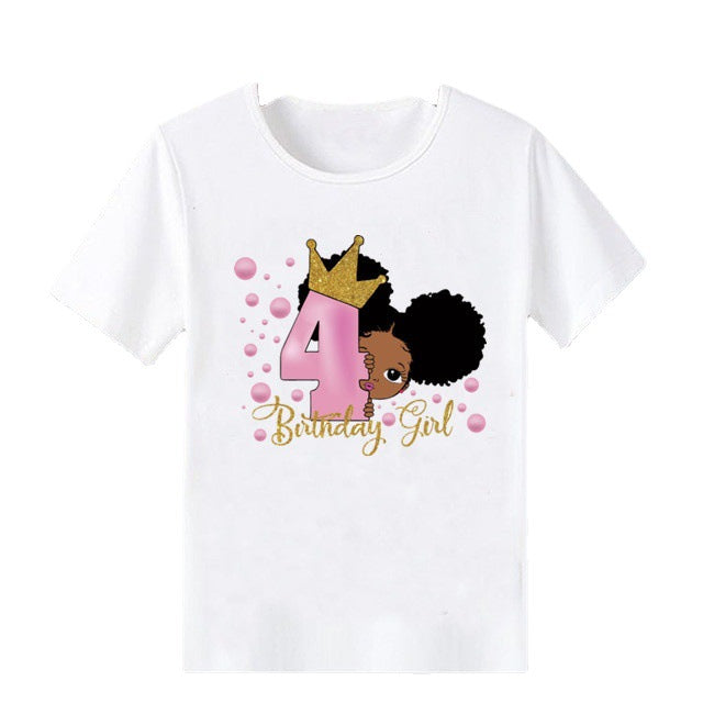 Girls Age 1-6 Comfortable Birthday Short Sleeve T-shirt