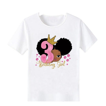 Girls Age 1-6 Comfortable Birthday Short Sleeve T-shirt