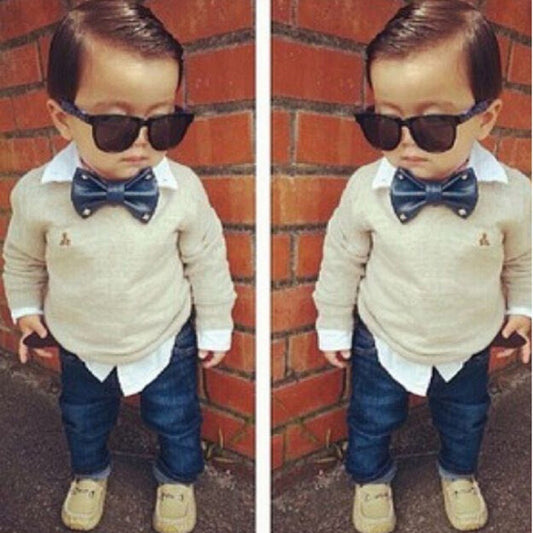 Children's Denim Suit Gentleman Bow Tie