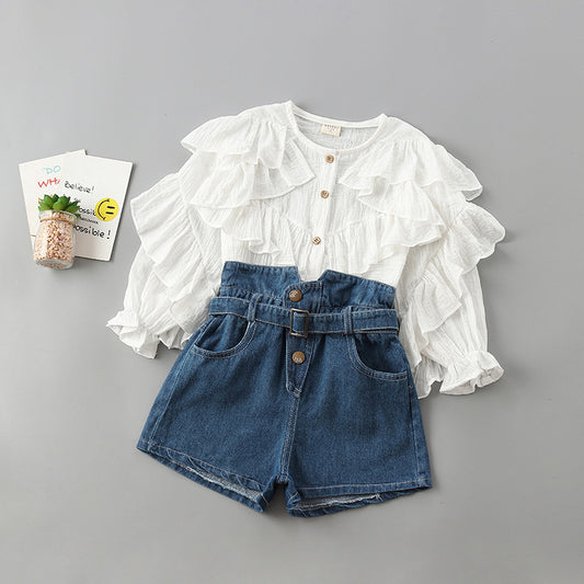 Ruffle Top Jean short 2 Piece Set